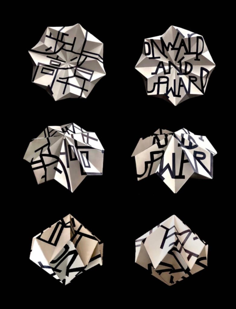 Six sculptural folded-paper studies